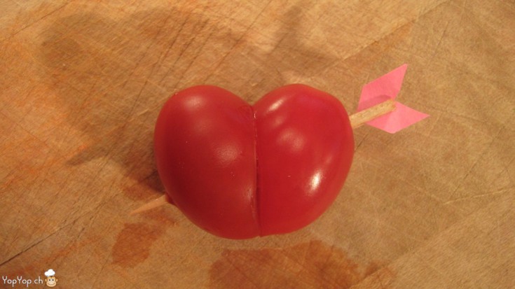 coeur en tomate transpersé par une flèche amour recette facile pour la st valentin